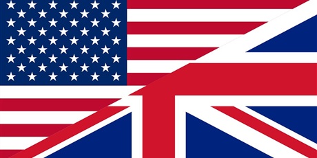 Powiększ grafikę: Grafika przedstawia połączenie flag USA oraz Wielkiej Brytanii
